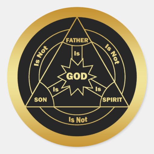 GOLD HOLY TRINITY SHIELD CLASSIC ROUND STICKER | Zazzle