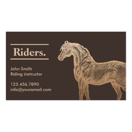 Gold Horse Tan Horseback Riding Business Card Zazzle