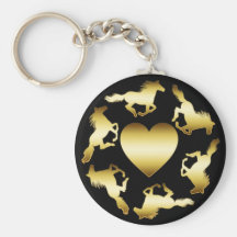 GOLD HORSES RING KEY CHAINS