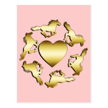GOLD HORSES RING POST CARDS