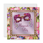 Gold Hot Pink Pink Purple Mask Masquerade Party Announcement