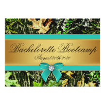 Gold Hunting Camo Bachelorette Party Invitations