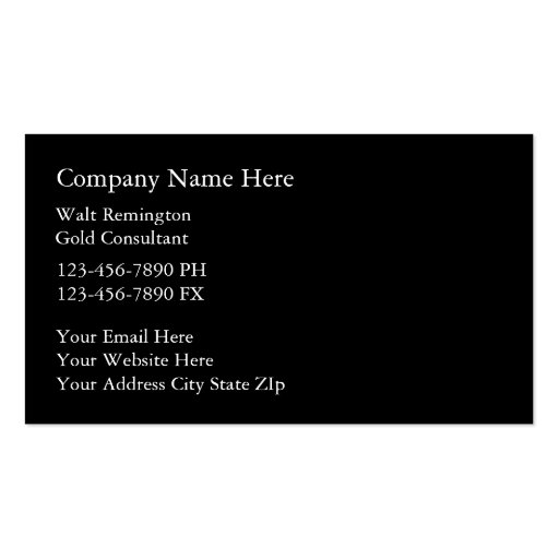Gold Investment Business Cards (back side)