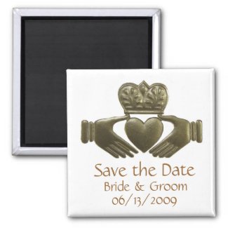 Gold Irish Claddagh - save the date magnet