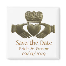 Gold Irish Claddagh - save the date magnets