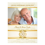 Gold & Ivory Damask 50th Anniversary Invitations