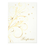 Gold & Ivory Floral Swirl Wedding Response RSVP Announcement