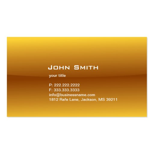 Gold Jazz Saxophone Music Business Card (back side)