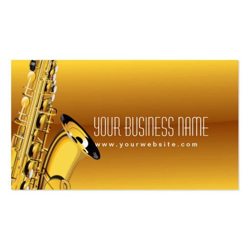Gold Jazz Saxophone Music Business Card (front side)