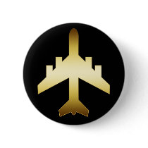 GOLD JET AIRPLANE PINBACK BUTTONS