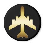 GOLD JET AIRPLANE REFRIGERATOR MAGNETS