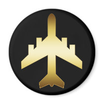 GOLD JET AIRPLANE REFRIGERATOR MAGNETS