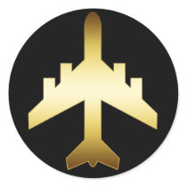 GOLD JET AIRPLANE STICKER