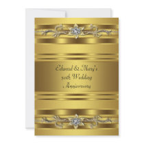 Gold Jewel Elegant Gold 50th Wedding Anniversary Announcement