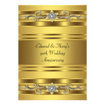 Gold Jewel Elegant Gold 50th Wedding Anniversary Announcement
