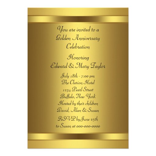 Gold Jewel Elegant Gold 50th Wedding Anniversary Announcement