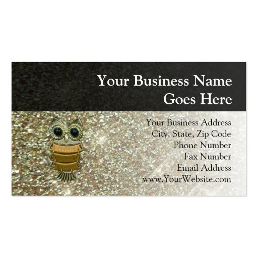 Gold Jewel Owl Business Card Template (front side)