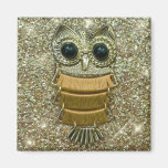 Gold Jewel Owl Refrigerator Magnets