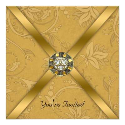 Gold Jeweled Party Invitation