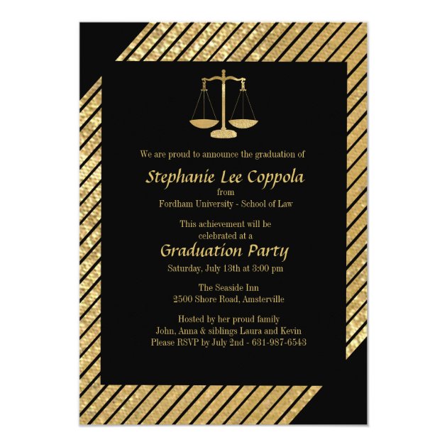 Gold Justice Scale Invitation (front side)