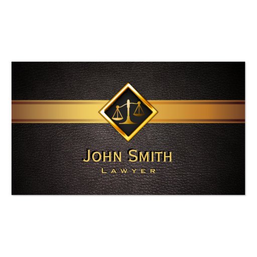 Gold Justice Scale Label Attorney Business Card (front side)