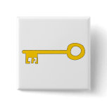 Gold Key on White. Pinback Button