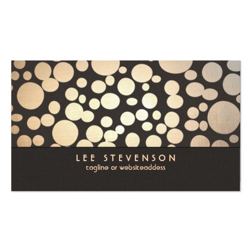 Gold Leaf Circles Look Modern and Trendy Brown Business Card Template (front side)