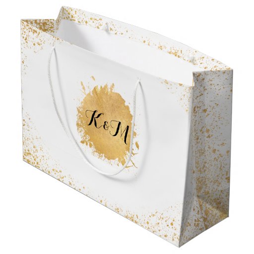 Gold Leaf Spray Wedding Gift Large Gift Bag Zazzle