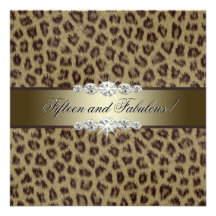 Gold Leopard 15th Birthday Party Personalized Announcement