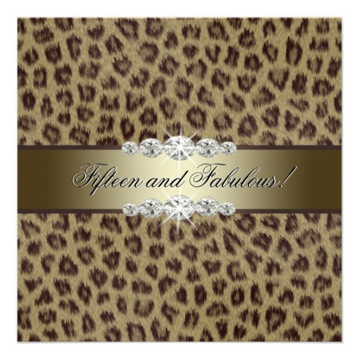 Gold Leopard 15th Birthday Party Personalized Announcement