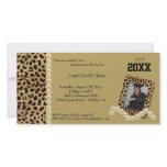Gold Leopard And Matching Pearls  Invitation Personalized Photo Card