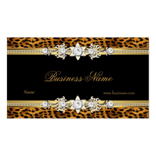 Gold Leopard Black Diamond Jewel Look Image Business Card