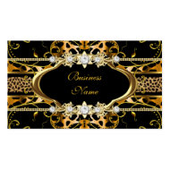 Gold Leopard Black Jewel Look Image Business Cards