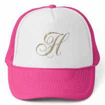 Gold Letter H Monogram Initial Gift Hat