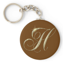 Gold Letter H Monogram Initial Gift Key Chains