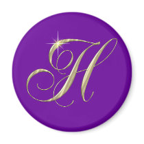 Gold Letter H Monogram Initial Gift Refrigerator Magnets