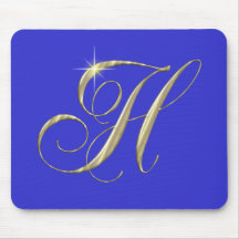 Gold Letter H Monogram Initial Gift Mouse Pad
