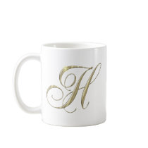 Gold Letter H Monogram Initial Gift Mugs