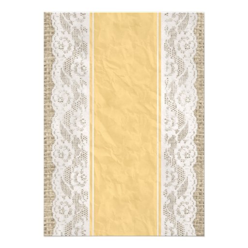 Gold Linen Burlap & Lace Bridal Shower Invitations