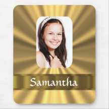 Gold look personalized photo mousepad