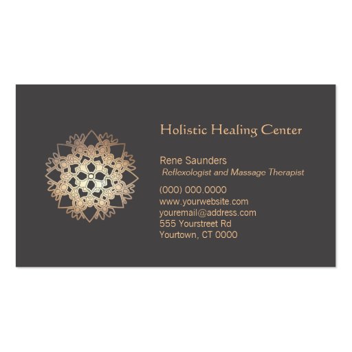 Gold Lotus Flower Healing Arts Business Card (front side)