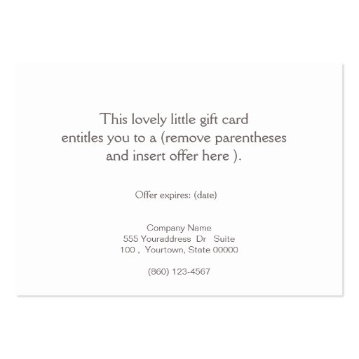 Gold Lotus Salon and Spa Gift Card Business Cards (back side)