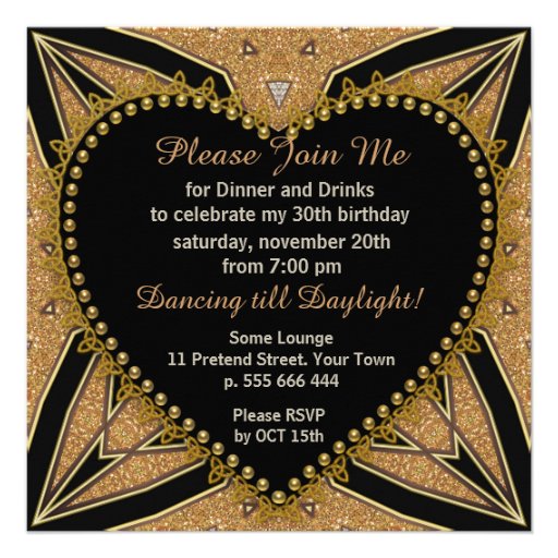 Gold  Love Art Deco Dinner Party Invitations