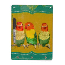 Gold Love Birds Dry Erase Board