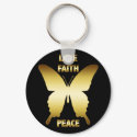GOLD LOVE, FAITH & PEACE BUTTERFLY keychains