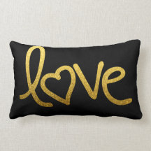 gold love with heart pillow