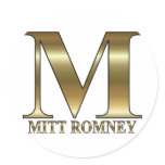 Gold M - Mitt Romney President 2012 Stickers