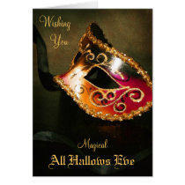 Gold Magical Masquerade Halloween Card