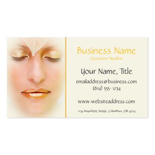 Gold Makeup Woman Natural Business Cards (front side)