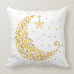 Gold Man in the Moon Pillow